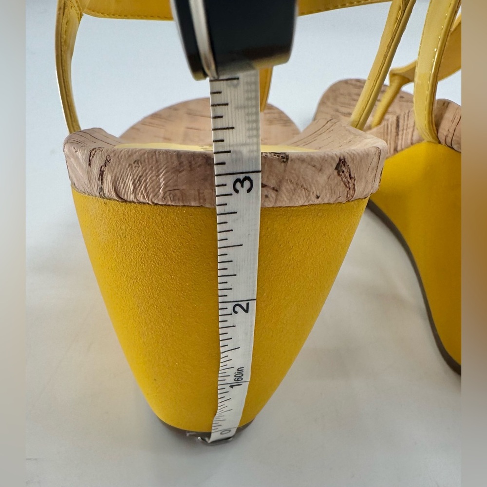 Anne Klein Wedge Sandals Women’s Akitalia Yellow Shoes Size 10 1/2 M NEW Cork - Picture 6 of 9